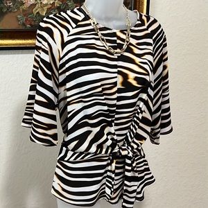 Flattering Animal Print Worthington Blouse - Size M